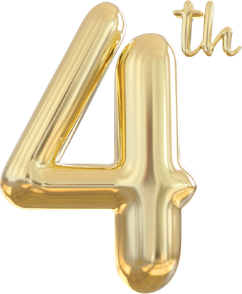 anniversary 4th number gold luxury
