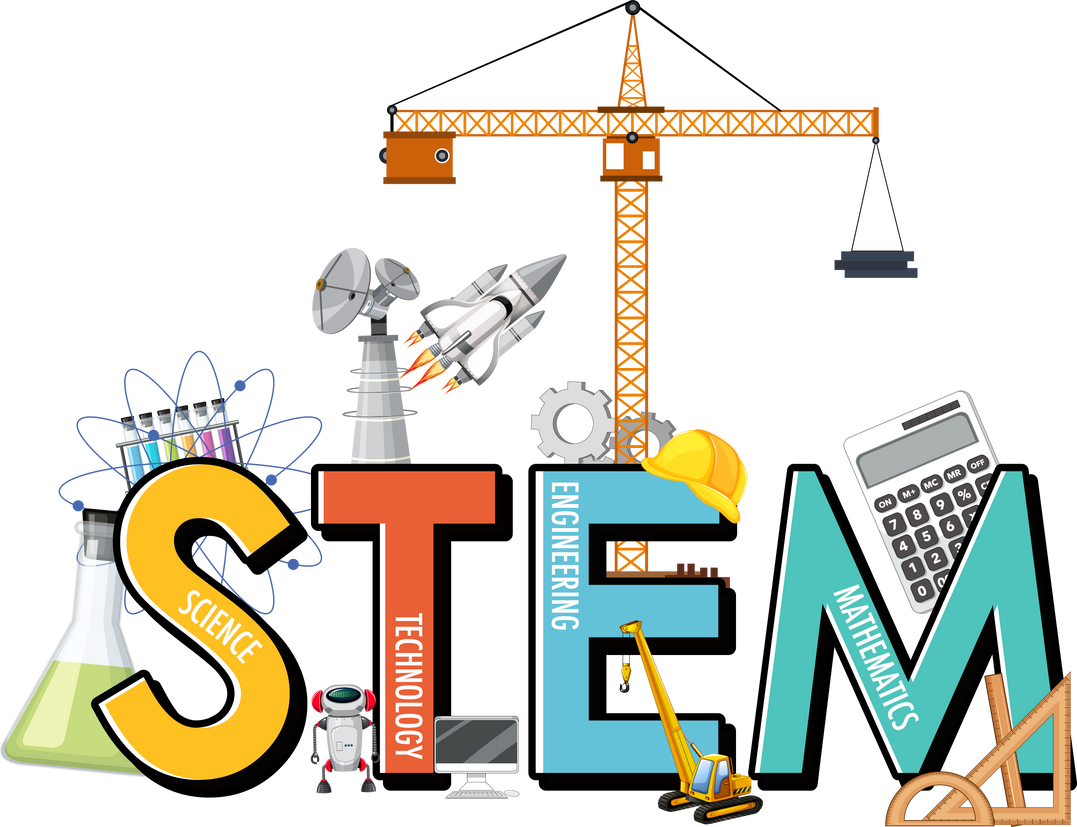 STEM Education Logo with Icon Ornament Elements
